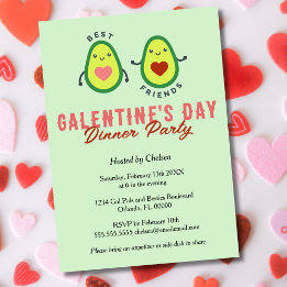 Cute Avocado Galentine's Day Middag Party Inbjudningar