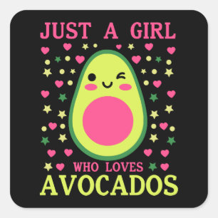 Cute Avocado Girl Fyrkantigt Klistermärke