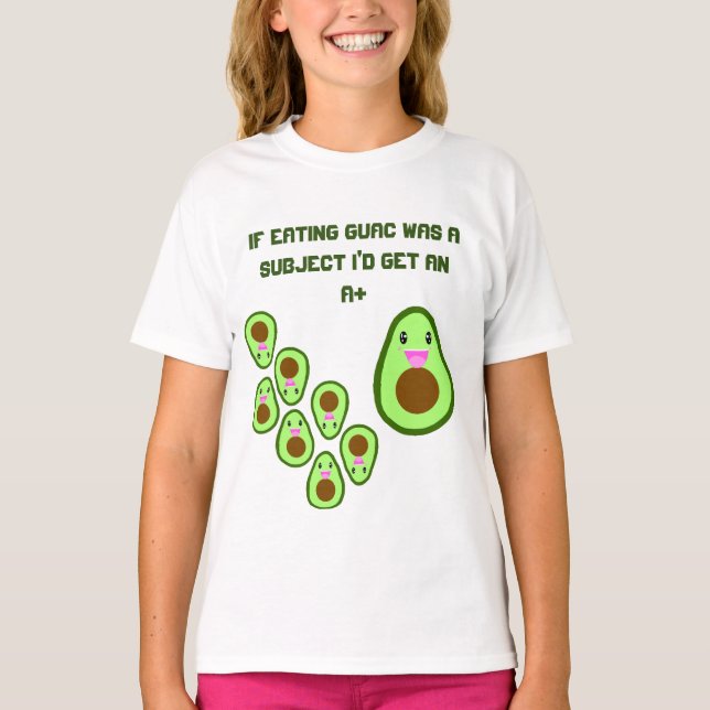 Cute Avocado Guac Funny Kids School Joke Girls T Shirt (Framsida)