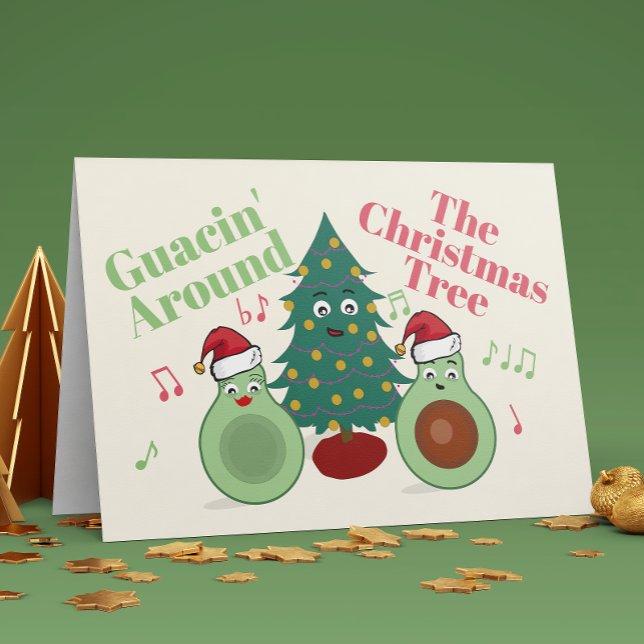 Cute Avocado Guacin runt Julgran-kortet Helgkort (Skapare uppladdad)