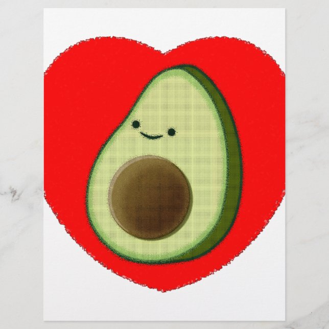 Cute Avocado i rött hjärta (Framsida)