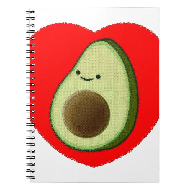Cute Avocado i rött hjärta Anteckningsbok (Framsidan)