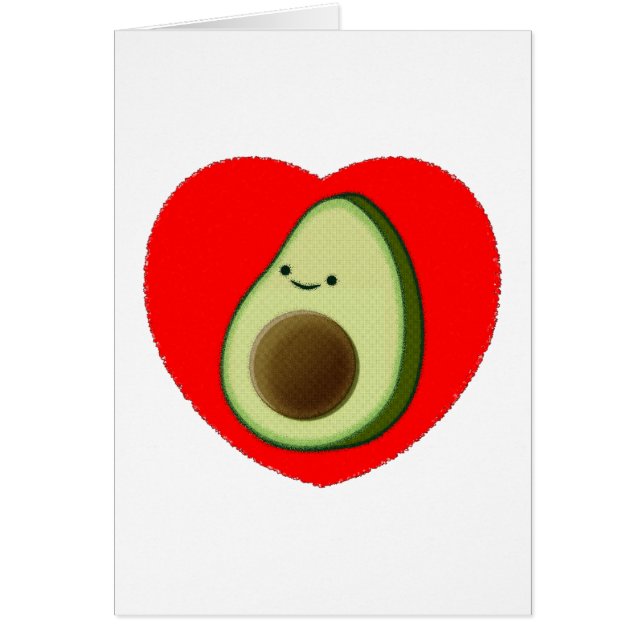 Cute Avocado i rött hjärta Hälsningskort (Framsidan)