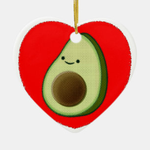 Cute Avocado i rött hjärta Julgransprydnad Keramik