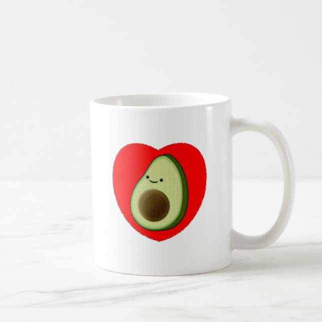 Cute Avocado i rött hjärta Kaffemugg (Höger)