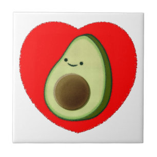 Cute Avocado i rött hjärta Kakelplatta