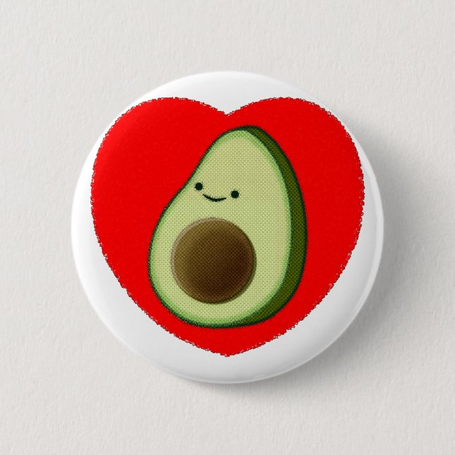 Cute Avocado i rött hjärta Knapp (Framsida)