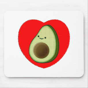 Cute Avocado i rött hjärta Musmatta
