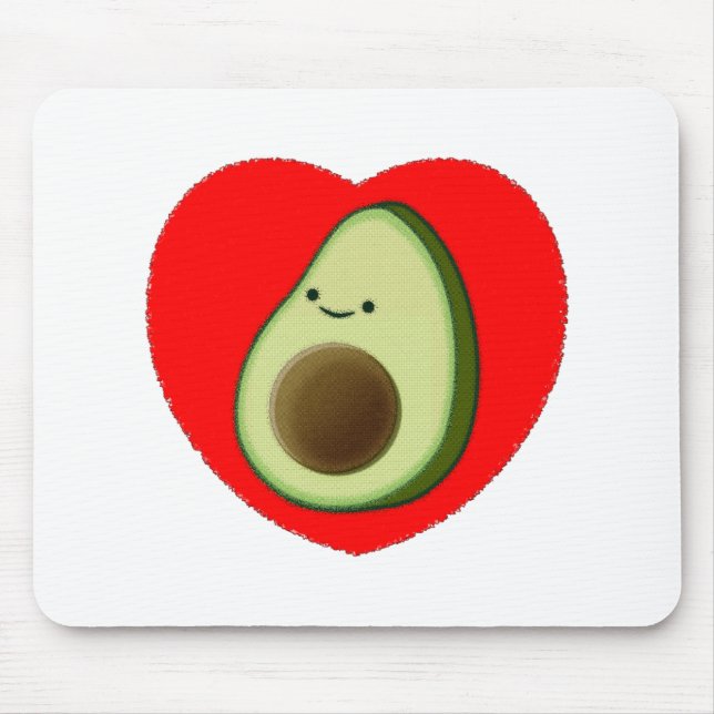 Cute Avocado i rött hjärta Musmatta (Framsidan)