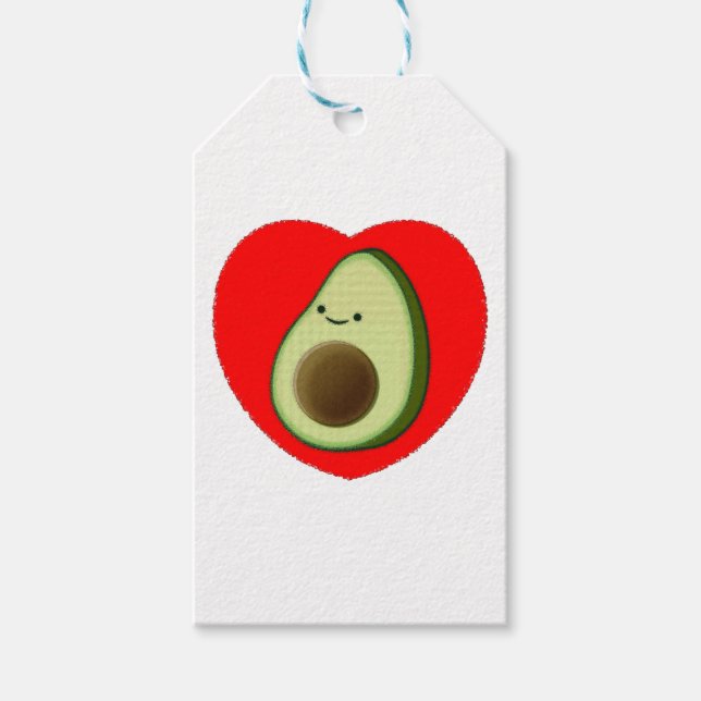 Cute Avocado i rött hjärta Presentetikett (Framsidan)