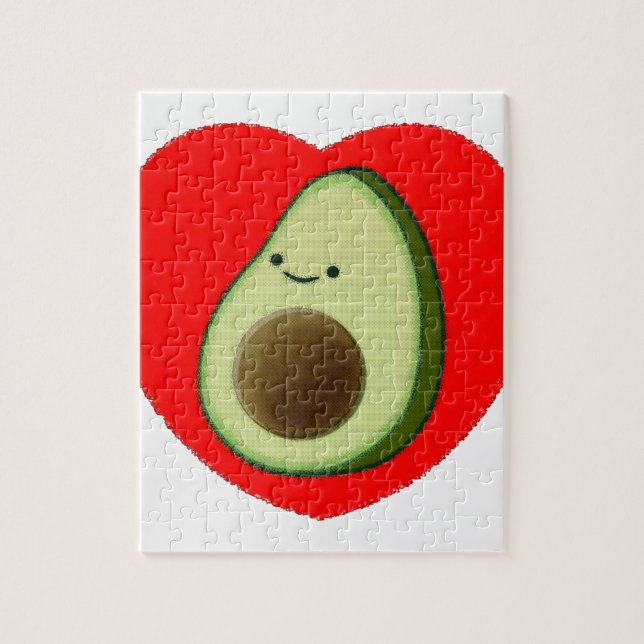 Cute Avocado i rött hjärta Pussel (Vertikal)