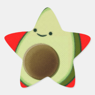 Cute Avocado i rött hjärta Stjärnformat Klistermärke