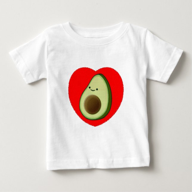 Cute Avocado i rött hjärta T Shirt (Framsida)