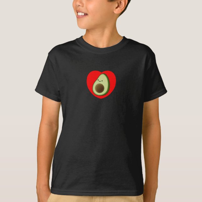 Cute Avocado i rött hjärta Tee Shirt (Framsida)