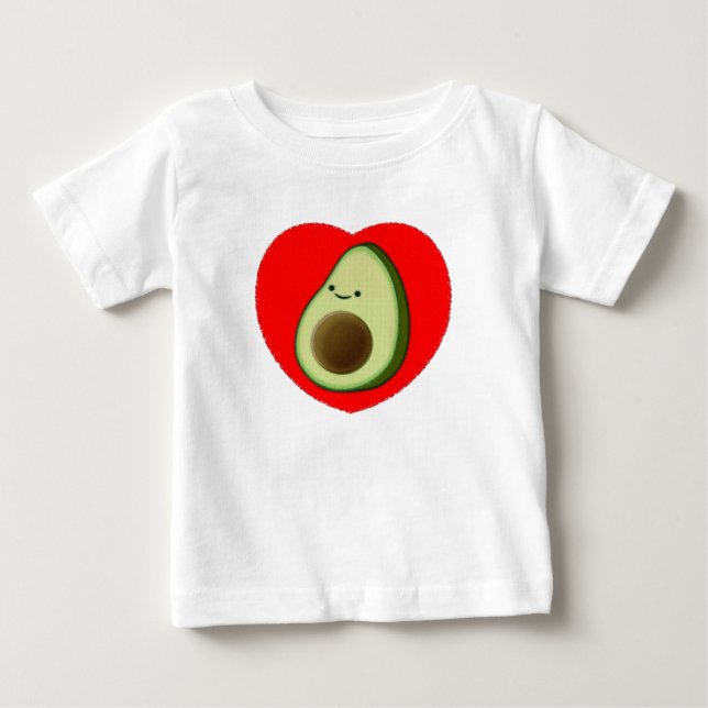 Cute Avocado i rött hjärta Tee Shirt (Framsida)