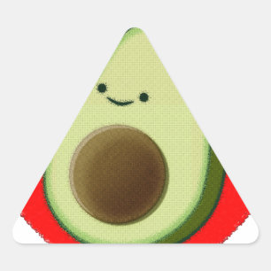 Cute Avocado i rött hjärta Triangelformat Klistermärke