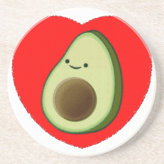 Cute Avocado i rött hjärta Underlägg (Framsidan)