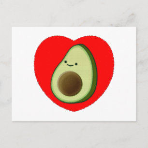 Cute Avocado i rött hjärta Vykort