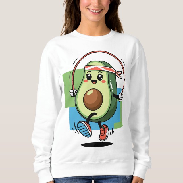 Cute Avocado Jump Rope - Fitness Kawaii T Shirt (Framsida)