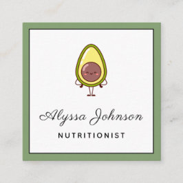 Cute Avocado Kawaii Food Nutritionist Healthy Diet Fyrkantigt Visitkort