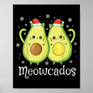 Cute Avocado Kitten Pun Funny Julafton Food Animal Poster