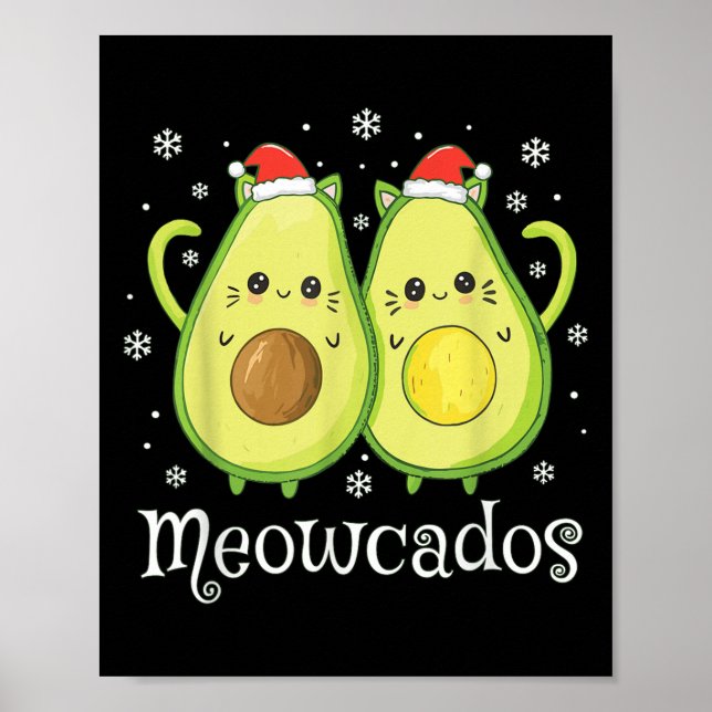 Cute Avocado Kitten Pun Funny Julafton Food Animal Poster (Framsidan)