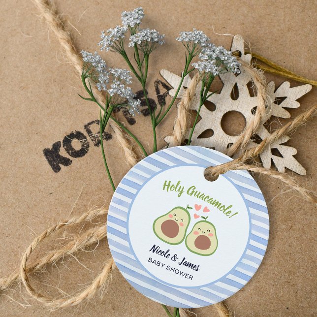 Cute Avocado Kön Neutral Twillingar Baby Shower Gåvor Etiketter (Cute Avocado Gender Neutral Twins Baby Shower Favor Tags)