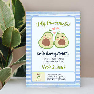 Cute Avocado Kön Neutral Twillingar Baby Shower Inbjudningar