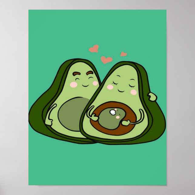 Cute Avocado Mamma | Cute Family | Mamma och Baby Poster (Framsidan)