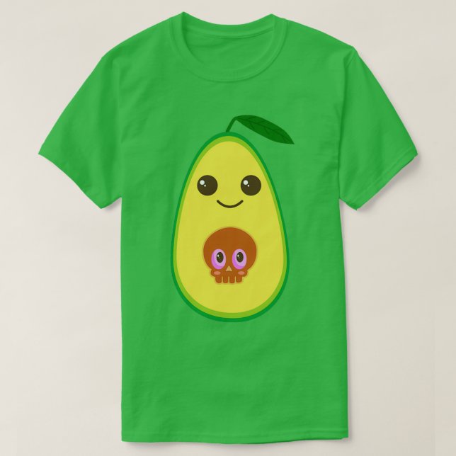 Cute Avocado med skullben T Shirt (Design framsida)