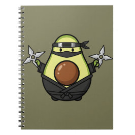 Cute Avocado Ninja Shuriken Warrior Illustration Anteckningsbok