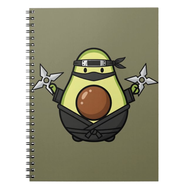 Cute Avocado Ninja Shuriken Warrior Illustration Anteckningsbok (Framsidan)