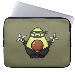 Cute Avocado Ninja Shuriken Warrior Illustration Laptop Fodral