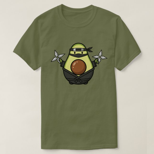 Cute Avocado Ninja Shuriken Warrior Illustration T Shirt (Design framsida)