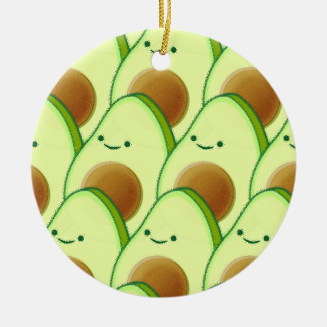 Cute Avocado över hela Teckning Julgransprydnad Keramik (Framsidan)