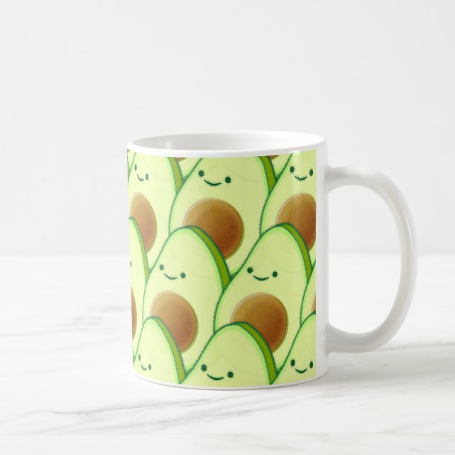 Cute Avocado över hela Teckning Kaffemugg (Höger)