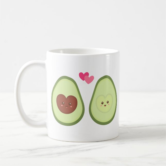 Cute Avocado par i kärlek, min andra hälften Kaffemugg (Vänster)