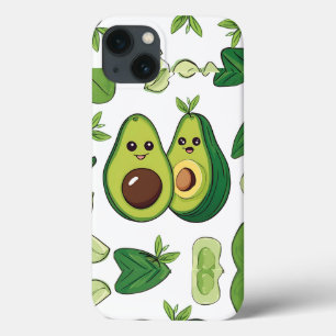 Cute Avocado, par telefonväska   Funny Kawaii Frui