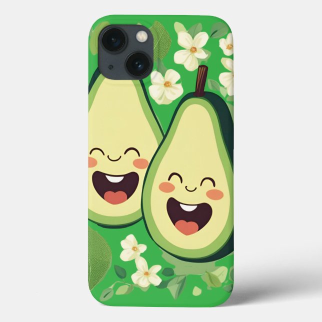 Cute Avocado, par telefonväska | Funny Kawaii Frui (Baksida)