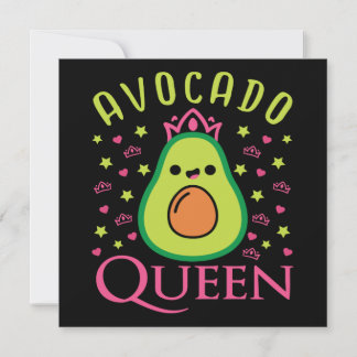 Cute Avocado Queen with Heart Keto Girl Cooking  Inbjudningar