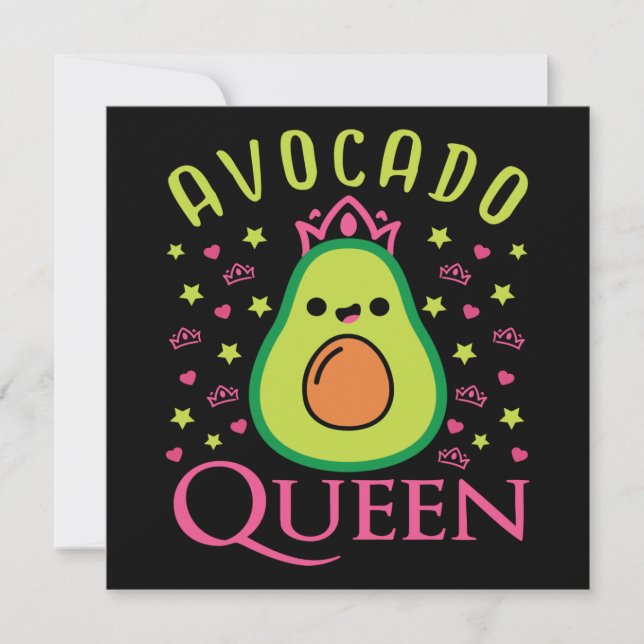 Cute Avocado Queen with Heart Keto Girl Cooking  Inbjudningar (Framsida)