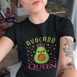 Cute Avocado Queen with Heart Keto Girl Cooking  T Shirt