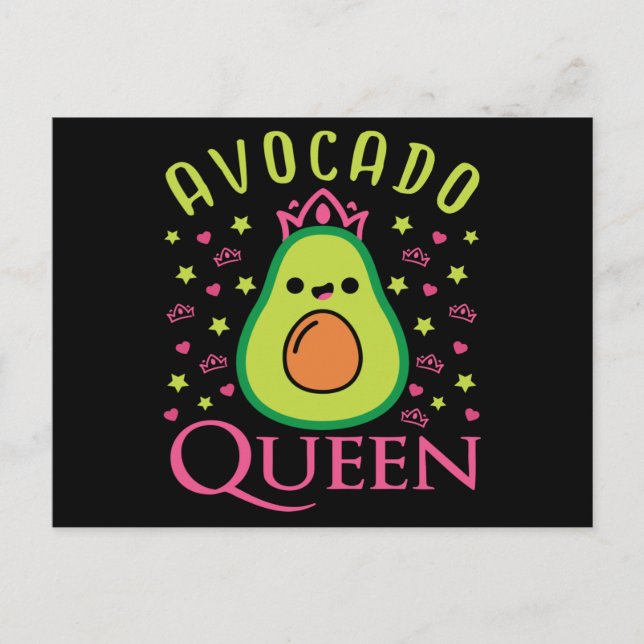 Cute Avocado Queen with Heart Keto Girl Cooking  Vykort (Framsida)