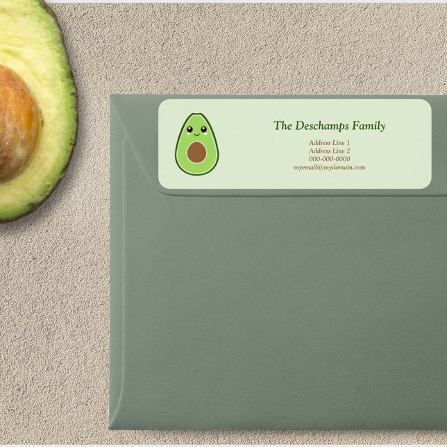 Cute Avocado Return-adressetikett Returadress Etikett (Cute Avocado Return Address Label Sticker)
