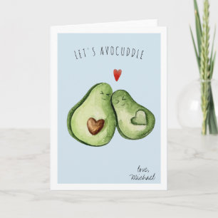 Cute Avocado Romantic Cuddle   Alla hjärtans dag Helgkort