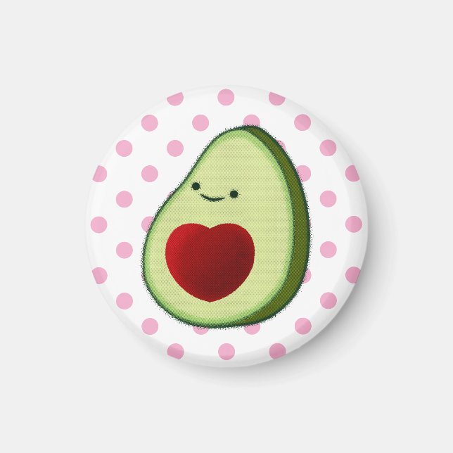 Cute Avocado Rosa Polka dots Magnet (Framsidan)