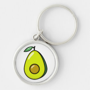 Cute Avocado Rund Silverfärgad Nyckelring