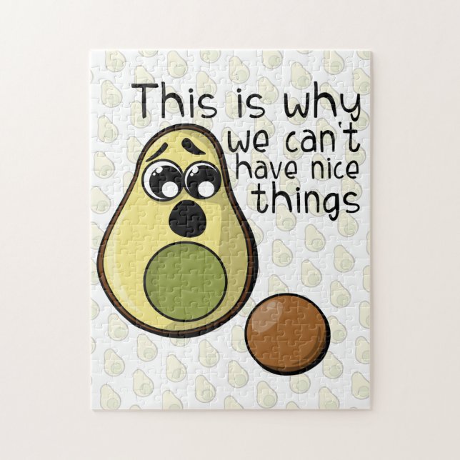 Cute Avocado Seed Tecknad Quote Say Pussel (Vertikal)