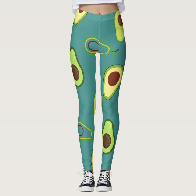 Cute Avocado-segmentets sommargradient Grönt Mönst Leggings (Framsida)