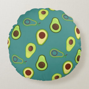Cute Avocado-segmentets sommargradient Grönt Mönst Rund Kudde